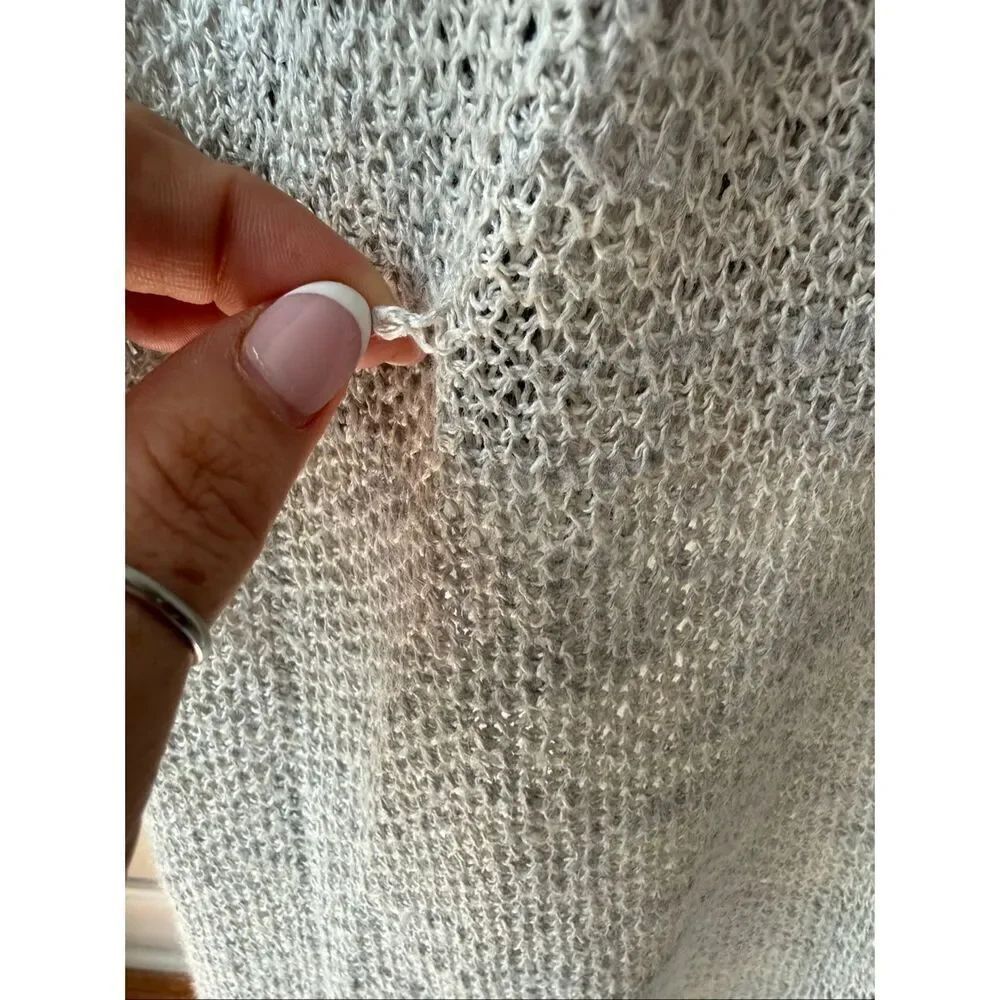 Eileen Fisher Women's Linen Blend Open Knit Longline Cardigan Sweater Gray Sz 2X - Picture 6 of 10